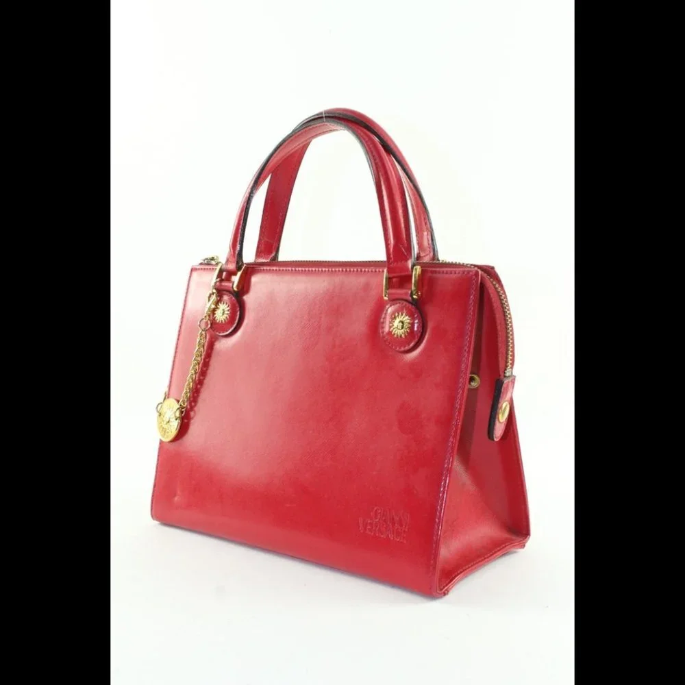 Versace Red Leather Charm Tote 5VER1214K
